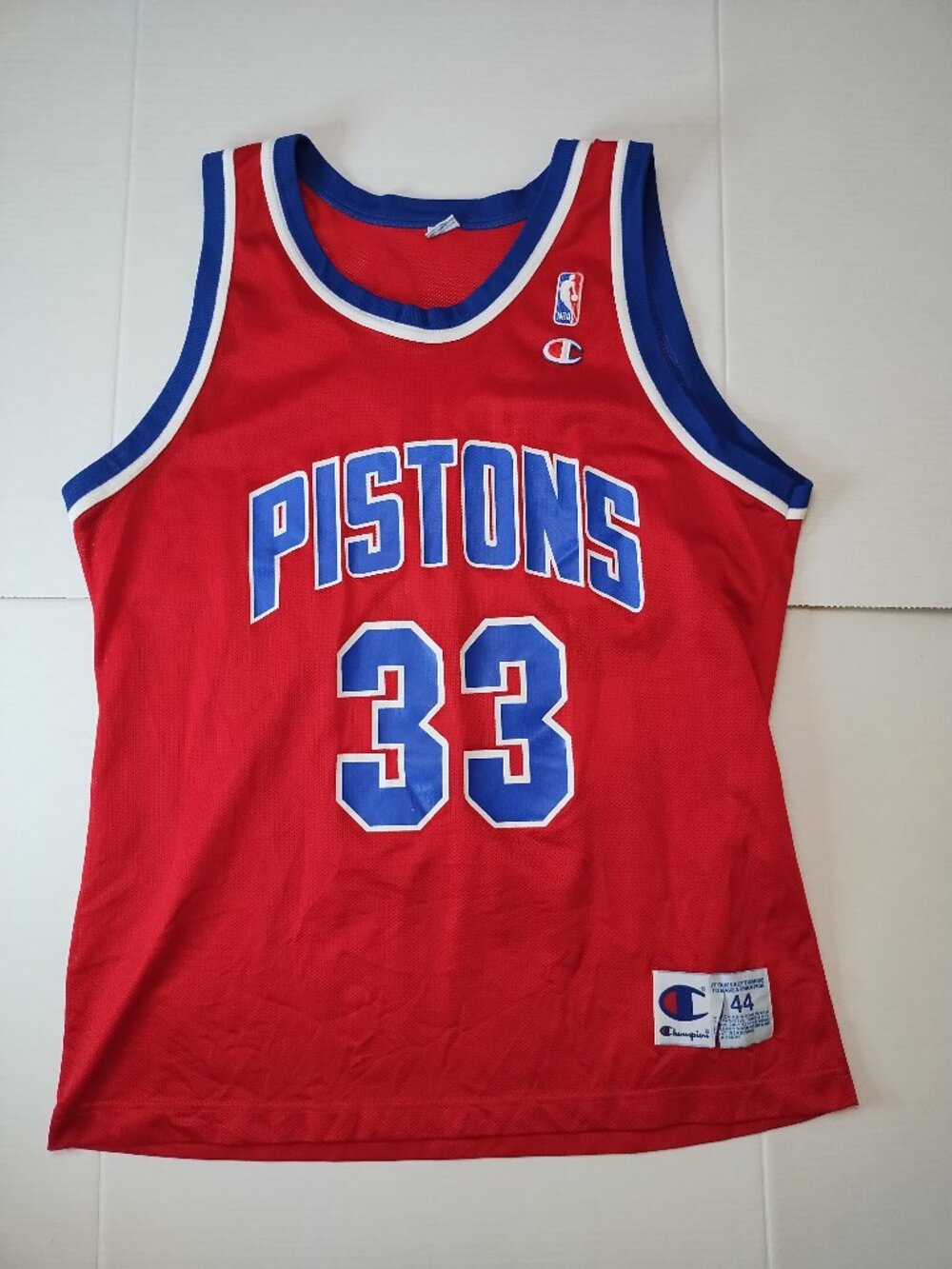 Vintage 90s Champion Jersey NBA Detroit Pistons GRANT HILL #33 Size 44 - Large